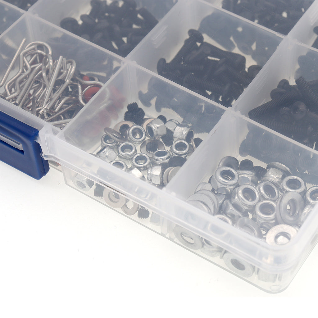 M3/M4 Metal Screw & Pin Assortment Box – 500 Pieces with Spanners