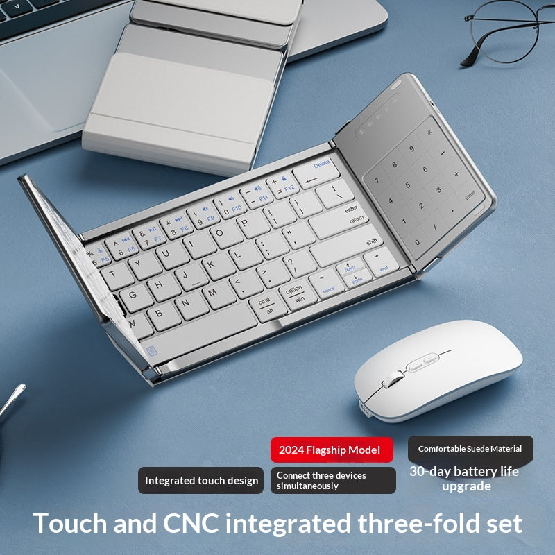Tri-Fold Bluetooth Keyboard – Wireless Foldable for Headless Servers