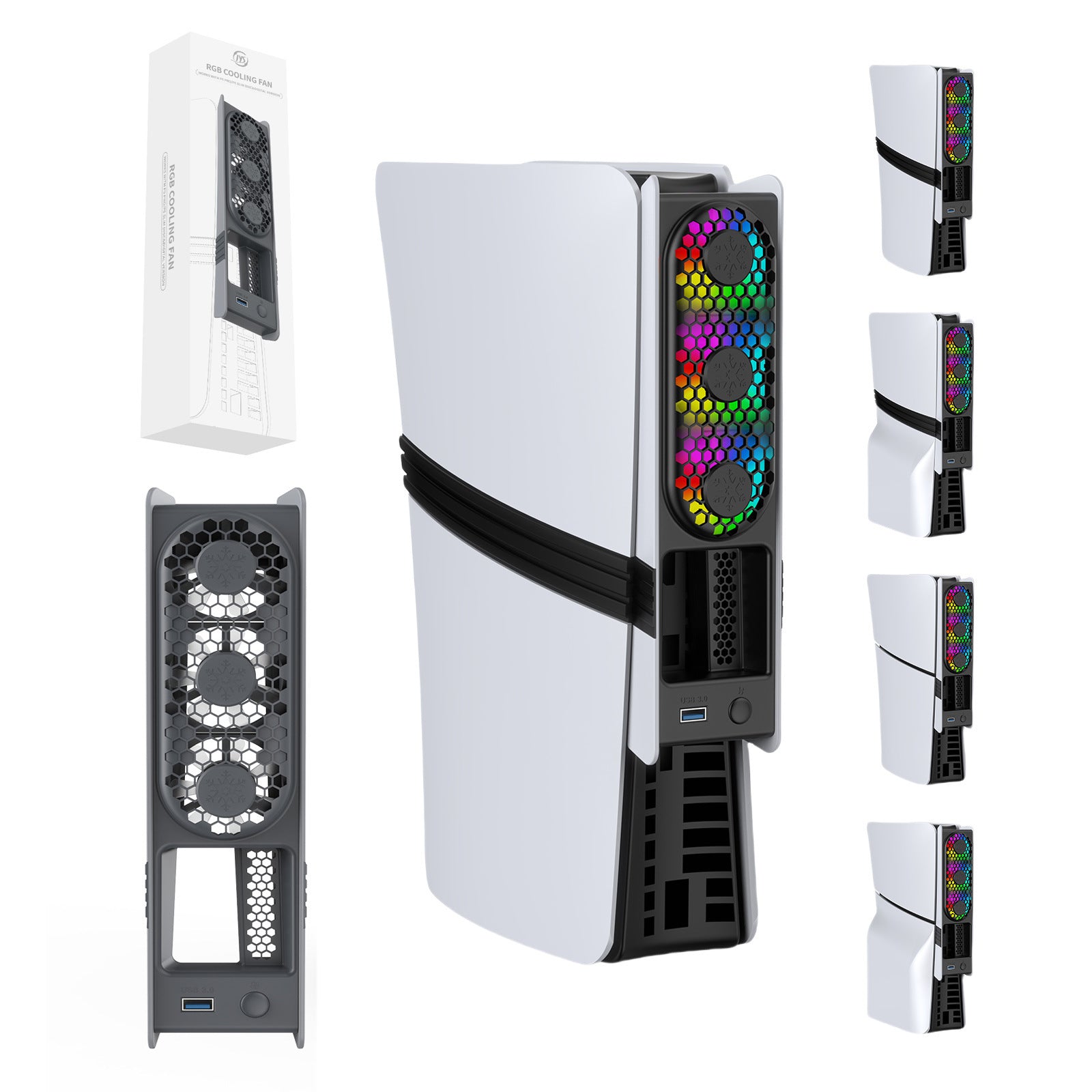 USB Rear Cooling Fan with Intelligent Temperature Control for PS5 Slim/Pro