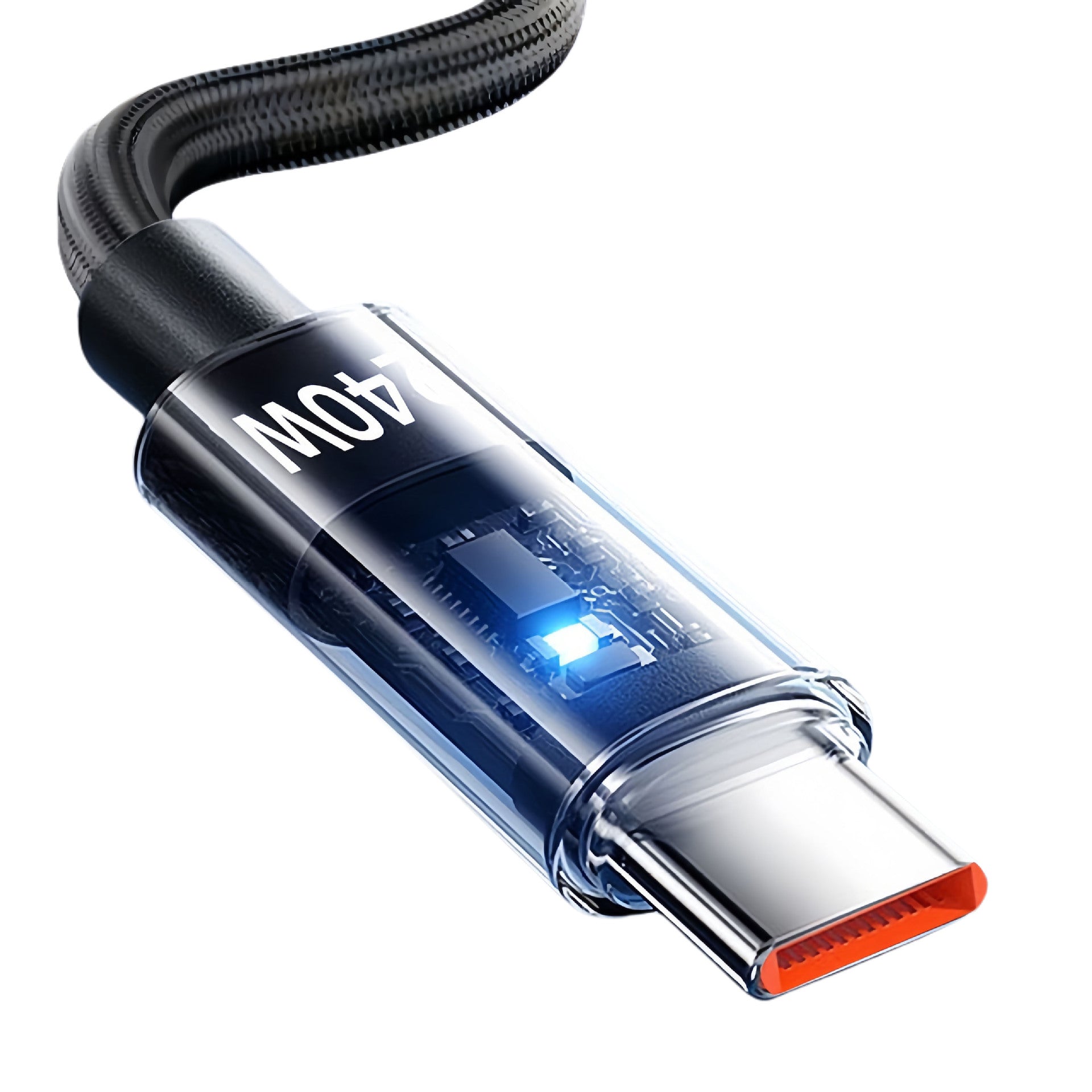 240W USB-C Fast-Charging & Data Cable – Braided, LED Indicator