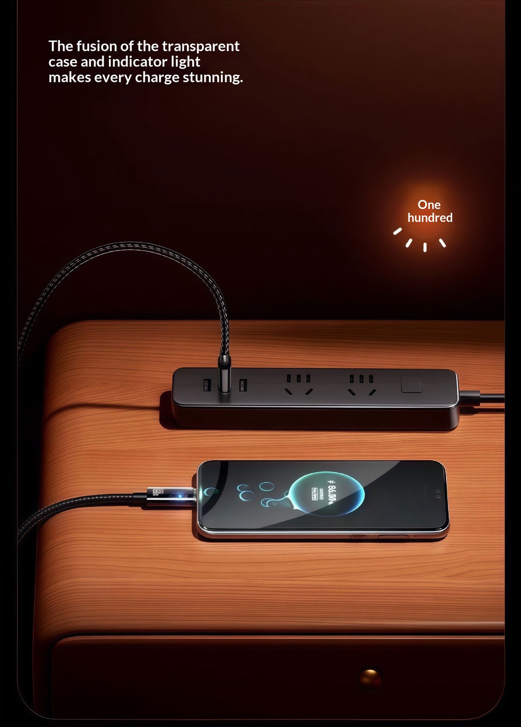 240W USB-C Fast-Charging & Data Cable – Braided, LED Indicator