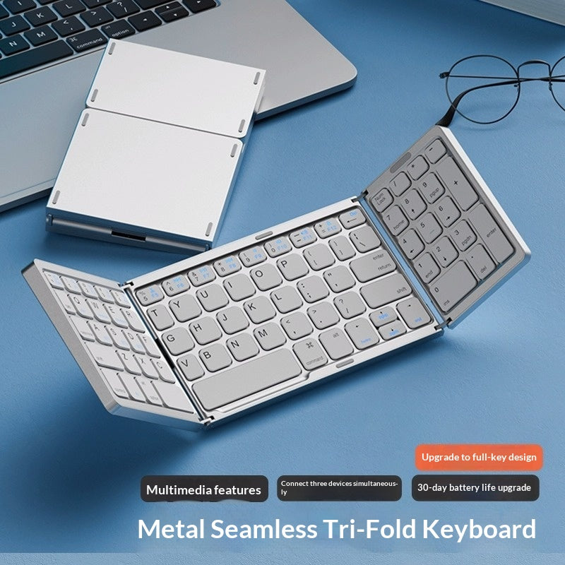 Tri-Fold Bluetooth Keyboard – Wireless Foldable for Headless Servers