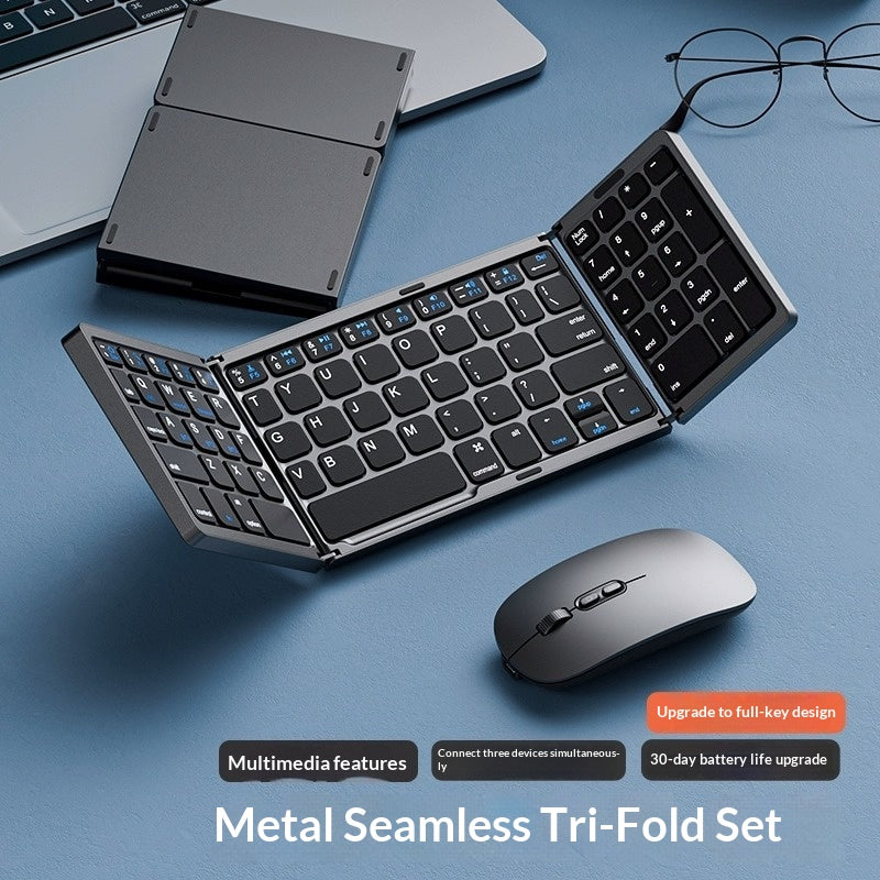 Tri-Fold Bluetooth Keyboard – Wireless Foldable for Headless Servers
