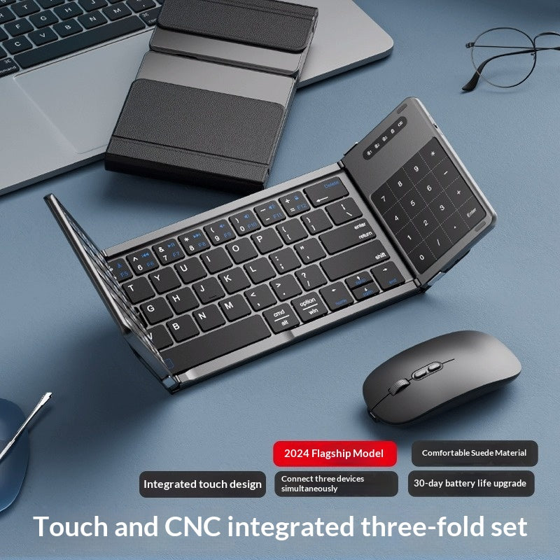 Tri-Fold Bluetooth Keyboard – Wireless Foldable for Headless Servers