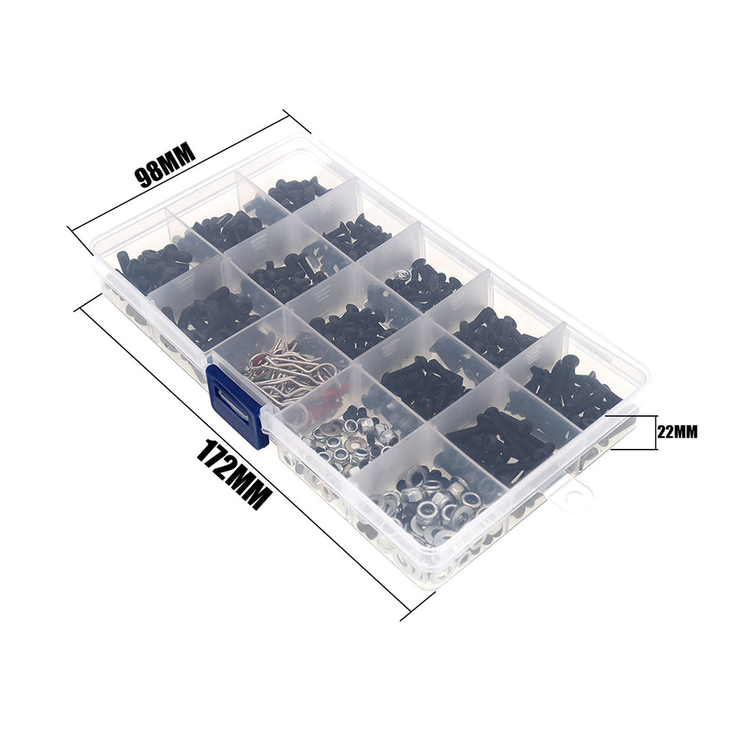 M3/M4 Metal Screw & Pin Assortment Box – 500 Pieces with Spanners