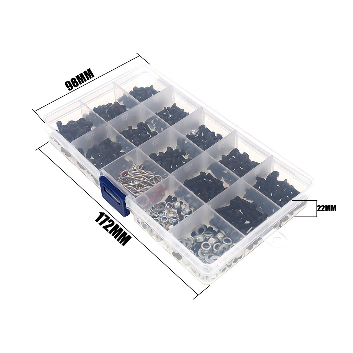 M3/M4 Metal Screw & Pin Assortment Box – 500 Pieces with Spanners