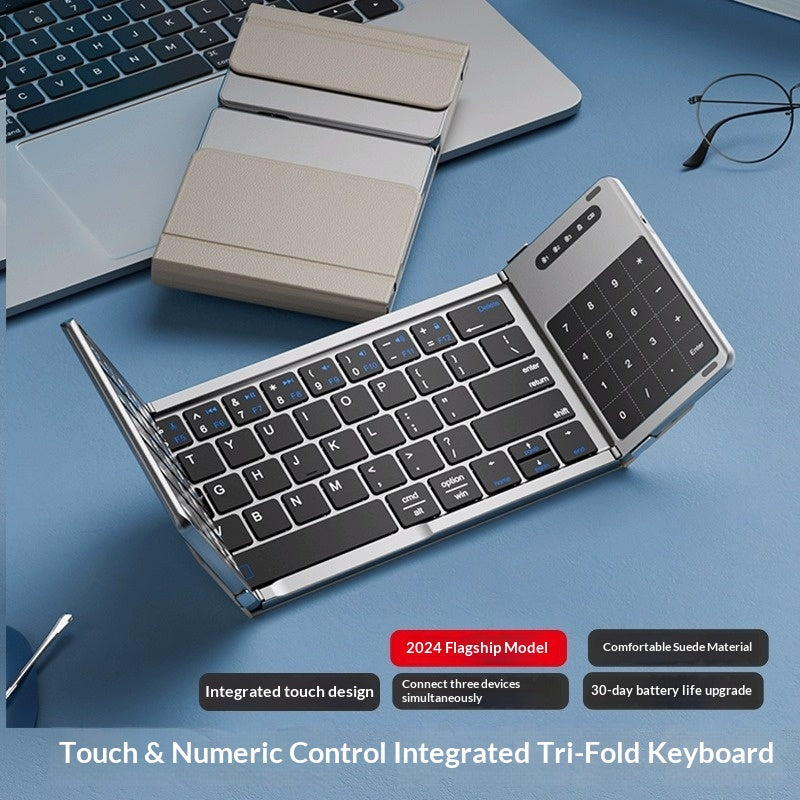 Tri-Fold Bluetooth Keyboard – Wireless Foldable for Headless Servers